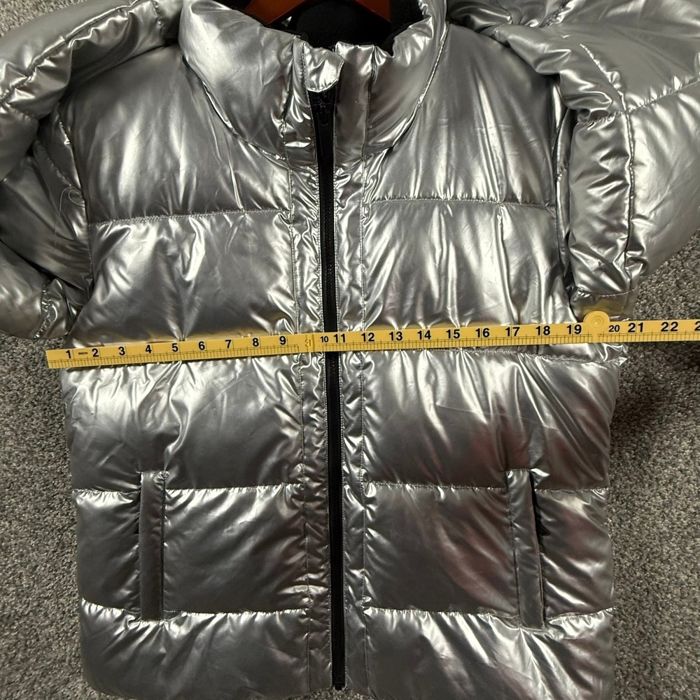 Boulder Gear Silver Metallic Puffer Jacket Faux Fur Lined Women's Large Coat - Picture 11 of 13